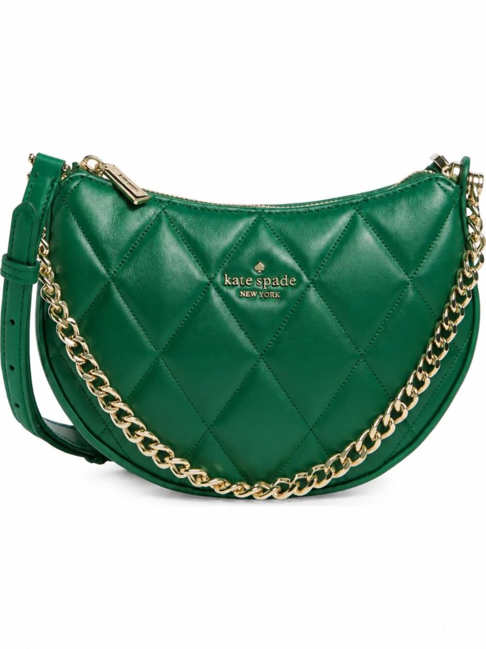 Kate Spade Carey Emerald Green Quilted Leather Crescent Crossbody